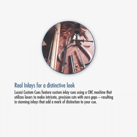 Close-up of Lucasi tools crafting a Lucasi Custom® LZD3 Pool Cue with precision.