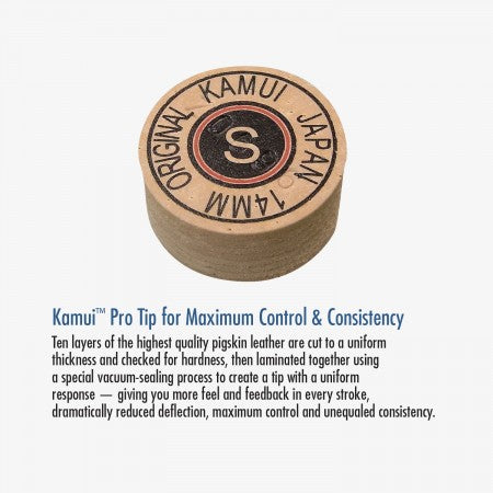Kamui S 14mm tip, perfect for Lucasi Hybrid® L-H40 cue and low deflection shaft setups.