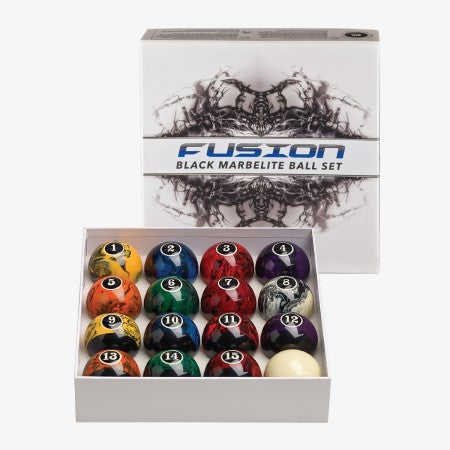 A box of Pro Series Black Marbleized Ball Set arranged neatly in a white box.