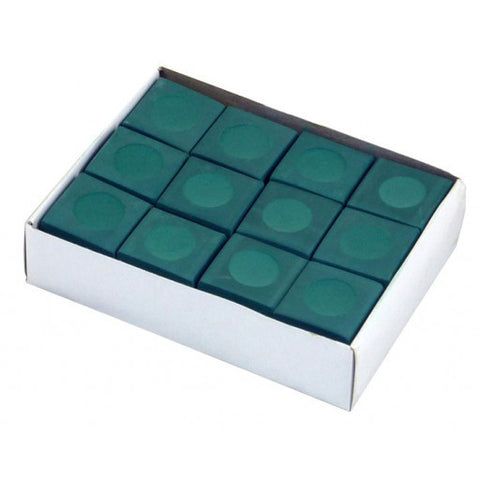 Carmelli Green Billiard Pool Cue Chalk, 12-pack premium cubes by Carmelli.