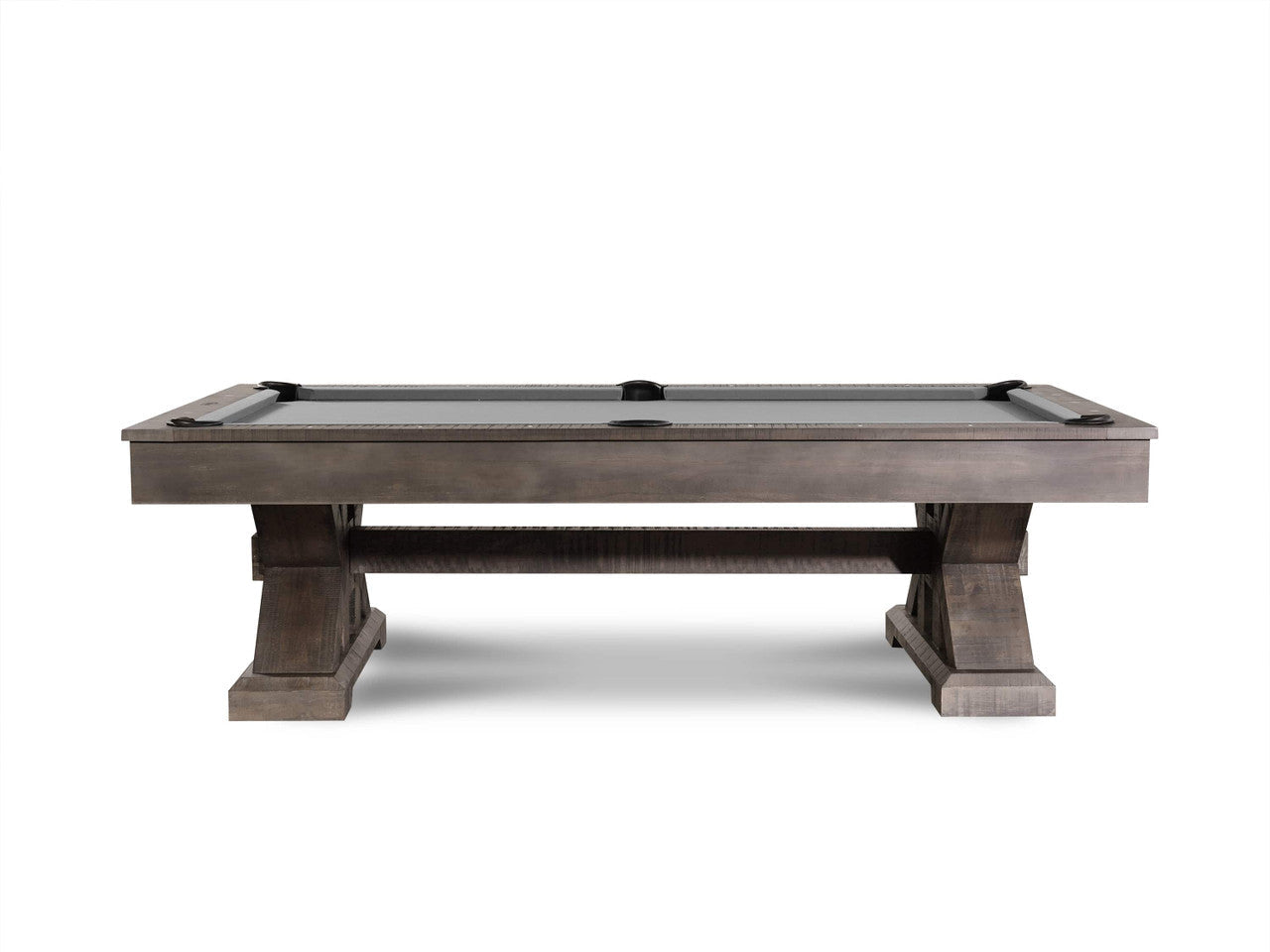 Nixon Jasper 8' Slate Pool Table by Nixon Billiards in Weathered Slate finish, side view.