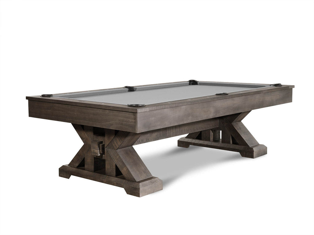 Nixon Jasper 8' Slate Pool Table in weathered slate finish with cross-braced legs by Nixon Billiards.