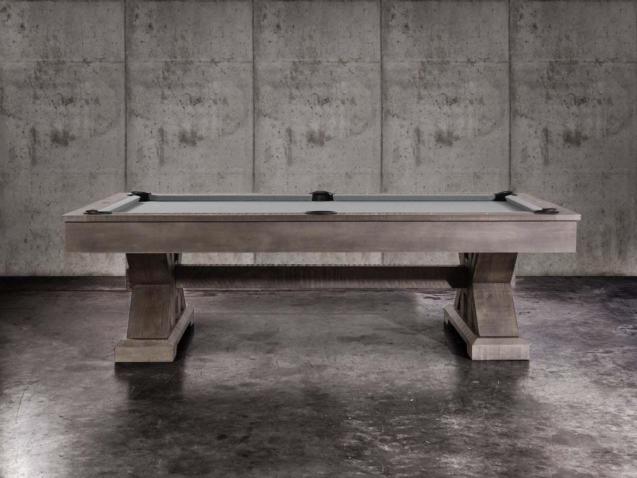 Nixon Jasper 8' Slate Pool Table by Nixon Billiards in Weathered Slate with gray felt.