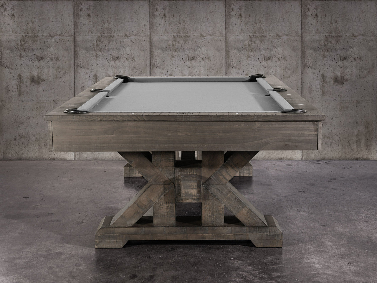 Nixon Billiards Jasper 7' slate pool table in weathered finish with dining top option.