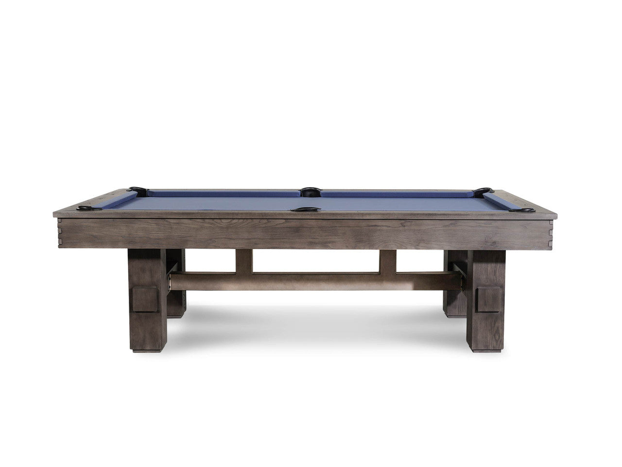 The Nixon Kemp 8' Slate Pool Table by Nixon Billiards features square legs and blue felt.