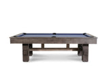 The Nixon Kemp 8' Slate Pool Table by Nixon Billiards features square legs and blue felt.
