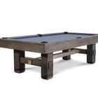 Nixon Kemp 8' Slate Pool Table in Grayson Grey with blue felt and sturdy square legs.