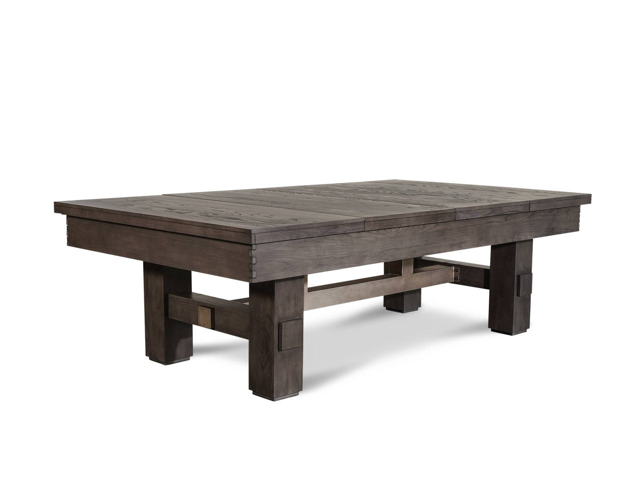 Nixon Kemp 8' Slate Pool Table by Nixon Billiards in Grayson Grey, shown with dining top.