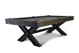 Nixon Portland 8' slate pool table in barnwood finish with dining top option by Nixon Billiards.