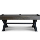 Nixon Portland 8' Slate Pool Table by Nixon Billiards in barnwood finish, side view.