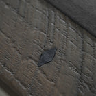 Close-up of a dark inlay set in Nixon Portland 8' Barnwood Pool Table by Nixon Billiards.