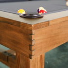 Nixon Presli 8' Slate Pool Table in Native Acacia by Nixon Billiards, corner view with balls.