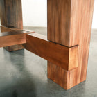 Close-up of Nixon Presli 7' Slate Pool Table legs in Native Acacia by Nixon Billiards.
