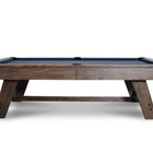 Nixon Hunter 7' Slate Pool Table in Brushed Walnut Finish, side view on white background.