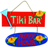 RAM Game Room “Tiki Bar/Happy Hour” Acacia Wood Sign