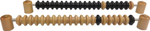 Two Playcraft Deluxe Abacus Scorers: wooden, bead-textured, one large and one small.
