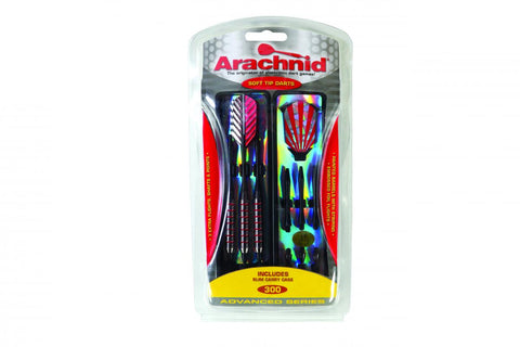Arachnid SFA300 Soft Dart Set with aluminum shafts and extra tips.