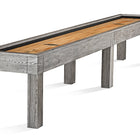 Brunswick Billiards Sanibel 12' Rustic Grey table with maple playfield and six sturdy legs.