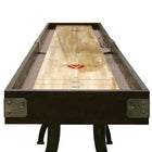 Venture Williamsburg 12' Shuffleboard Table with scoring zones, viewed from one end.