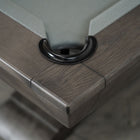Close-up of a corner pocket on the Nixon Birdy 8' Slate Pool Table in Grayson Grey.