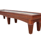 Playcraft St. Lawrence 16' Pro Shuffleboard Table in Chestnut, six legs, smooth maple surface.