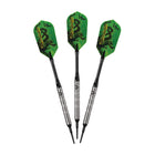 Three Viper Sidewinder Tungsten Soft Tip Darts, 18g, with shark fin barrels on white background.