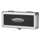 Black and silver Viper case for Astro Tungsten Soft Tip Darts, green rings, metal edges.