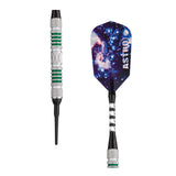 Viper Astro Tungsten Soft Tip Darts, 18g with green rings—great for electronic dart boards.
