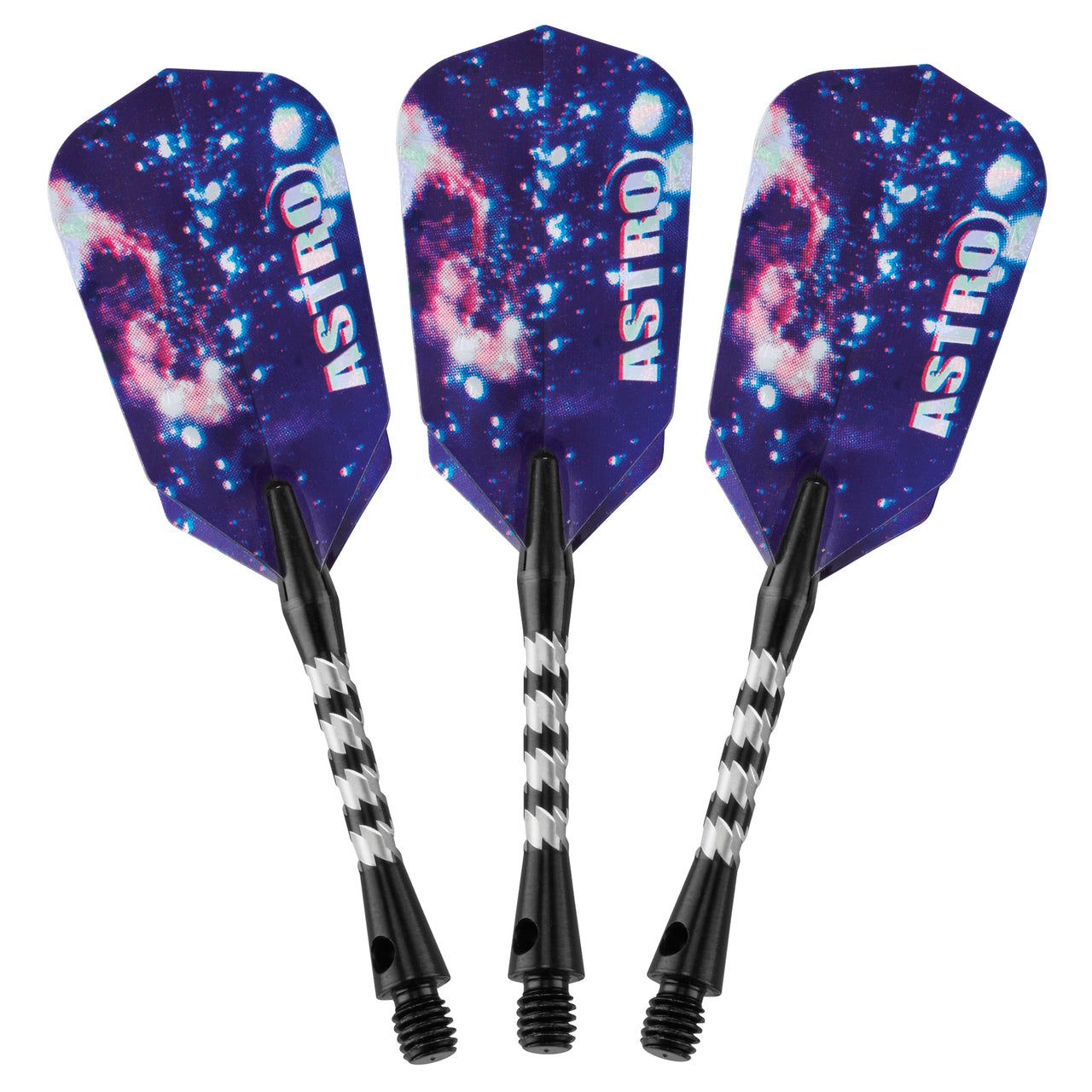 Three Viper Astro Tungsten Soft Tip Darts, 18g, with green rings for electronic boards.