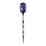 Viper Astro Tungsten Soft Tip Darts, 18g, with green rings and galaxy flight.