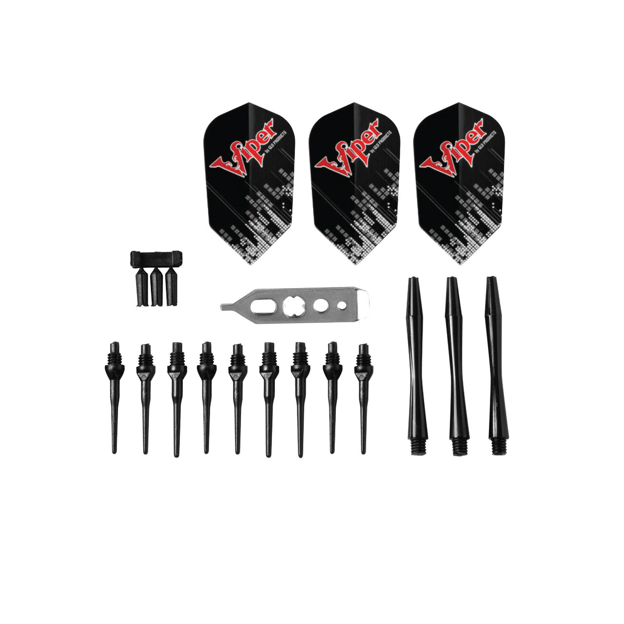 Viper Diamond Tungsten Soft Tip Dart Set, 16g with black rings, for electronic dart boards.