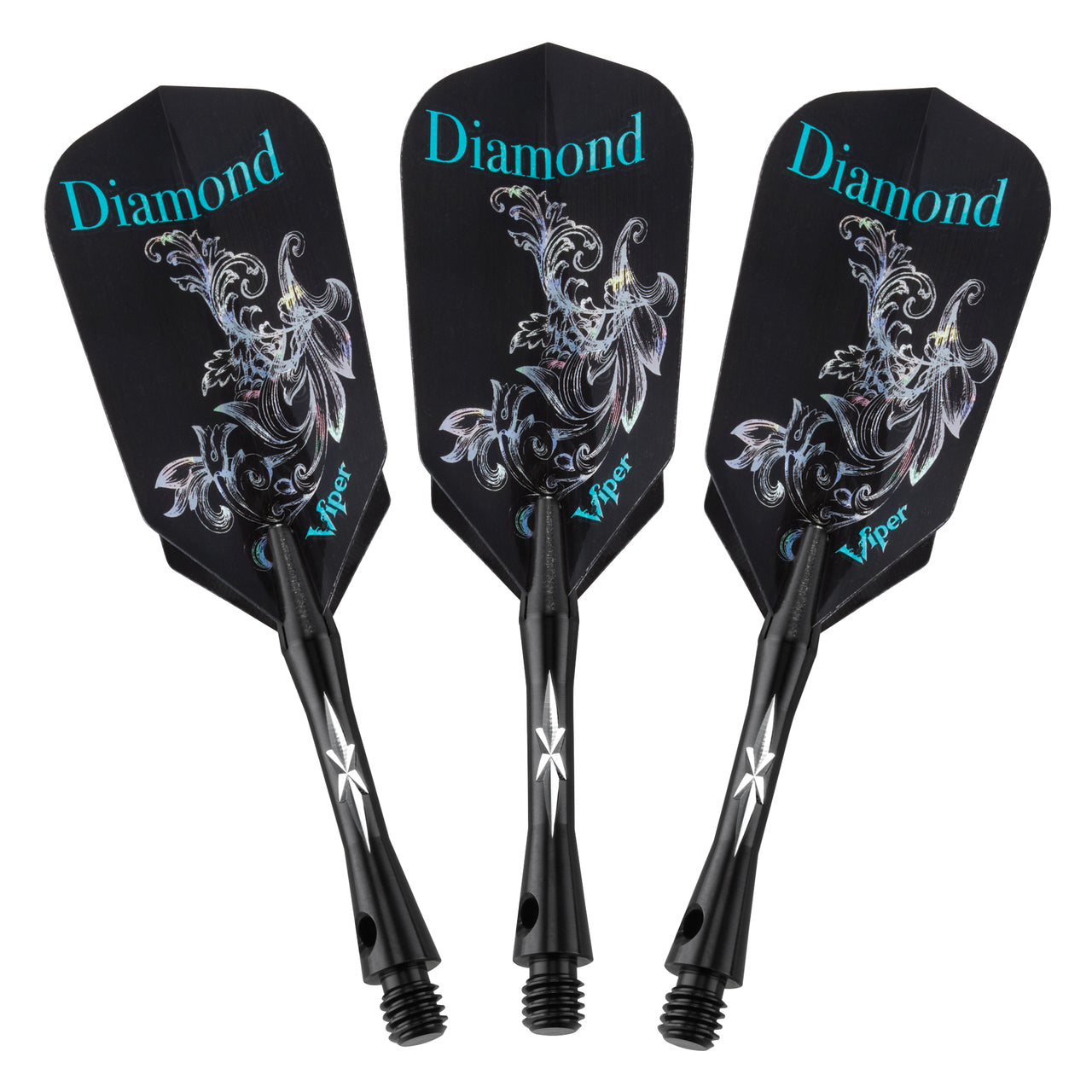 Three Viper Diamond Tungsten Soft Tip Dart Sets with black rings arranged side by side.