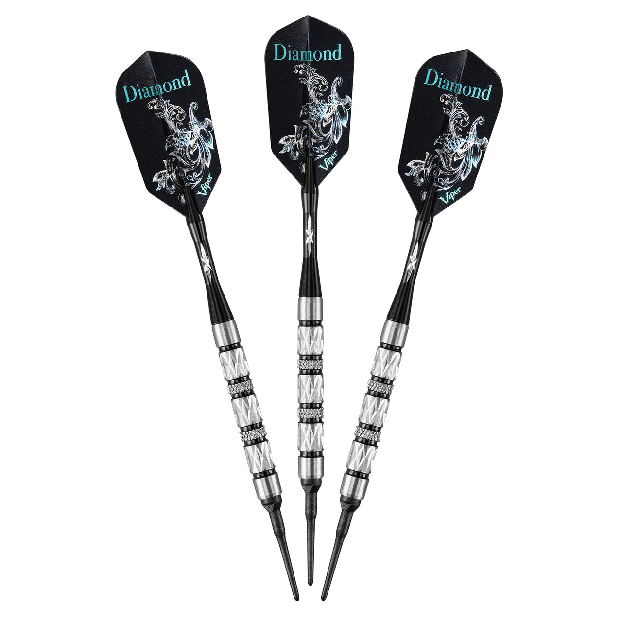 Viper Diamond Tungsten Soft Tip Dart Set, 16g, Black Rings, for electronic dart boards.