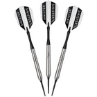 Three Viper Sinister Tungsten Steel Tip Darts are upright on a sisal dartboard.