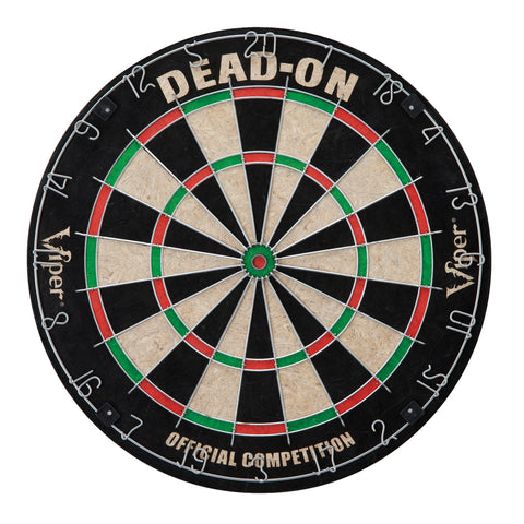 Viper Dead-On Bristle Dartboard with staple-free bullseye and Official Competition text.