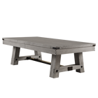 A Playcraft Yukon River Slate Pool Table in Northern Drift with sturdy, angled legs.