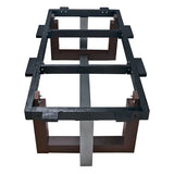 American Heritage Billiards Abbey 8' Pool Table with espresso base and intersecting supports.