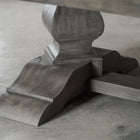 Close-up of a Nixon Billiards Birdy 7' Slate Pool Table leg in Grayson Grey on concrete floor.