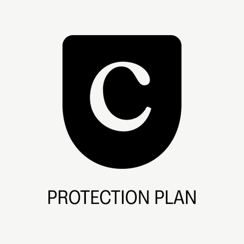 Black shield with white C above "Clyde Protection Plan," highlighting Clyde's protection benefits.