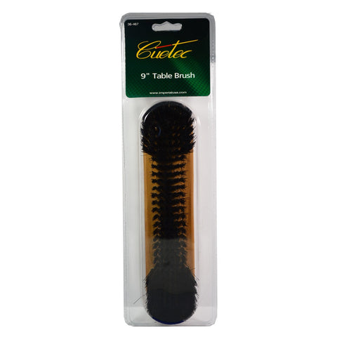 Cuetec 9" billiard table brush with nylon bristles and green label.