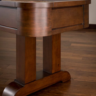 American Heritage Billiards Milan 14' Shuffleboard Table in Navajo, side view on hardwood floor.