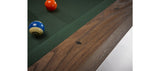 Close-up of a Brunswick Billiards Dameron 8' Slate Pool Table in Nutmeg with pool balls.