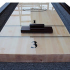 Playcraft St. Lawrence 16' shuffleboard table in chestnut, pro-style with black scoring numbers.