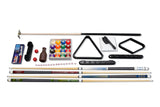 Nixon Billiards accessory kit for the Portland 8' Barnwood Pool Table includes cues, balls, and more.