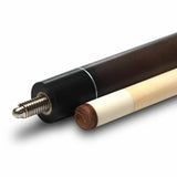 Two pieces of an Acme Imperial Essentials Select Whiskey cue, showing joint and tip.