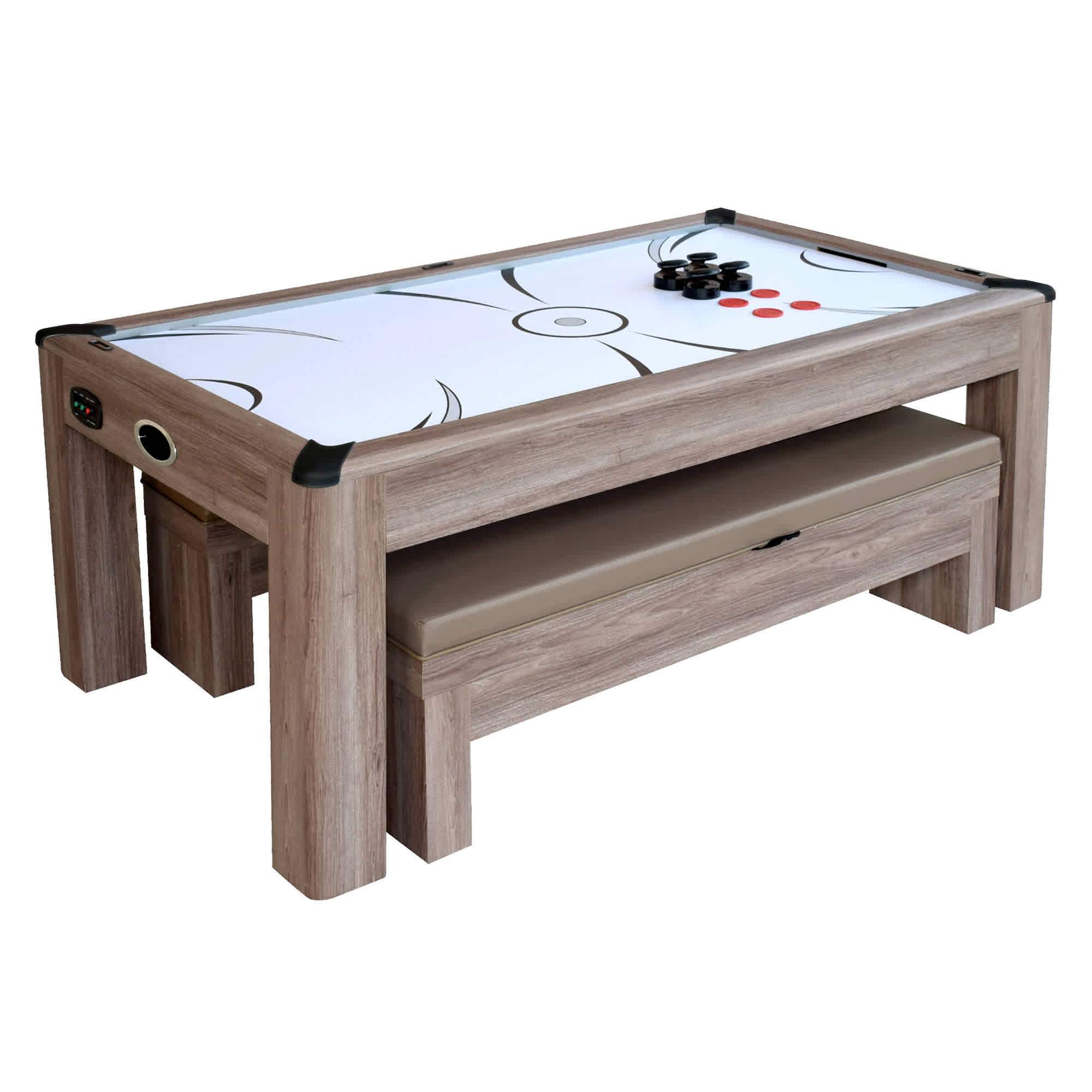 Hathaway Driftwood 7' Air Hockey Table Tennis Combo Set w/Benches