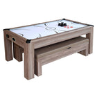 Hathaway Driftwood 7' Air Hockey Table Tennis Combo Set w/Benches