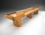 Champion Capri 9' Shuffleboard Table by Champion with pucks, ideal for modern game rooms.