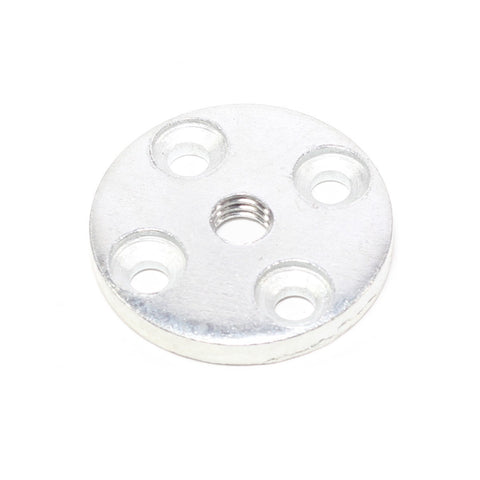 Imperial Heavy Rail Plate: round metal plate with 4 holes, center threaded; for billiard tables.