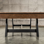 Nixon Billiards Nixon Hunter 7' Slate Pool Table in brushed walnut with black metal legs.